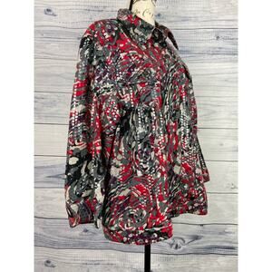 Hearts Of Palm Jacket Womens Plus 18W Collar Pockets Stretch Shiny Retro Y2K